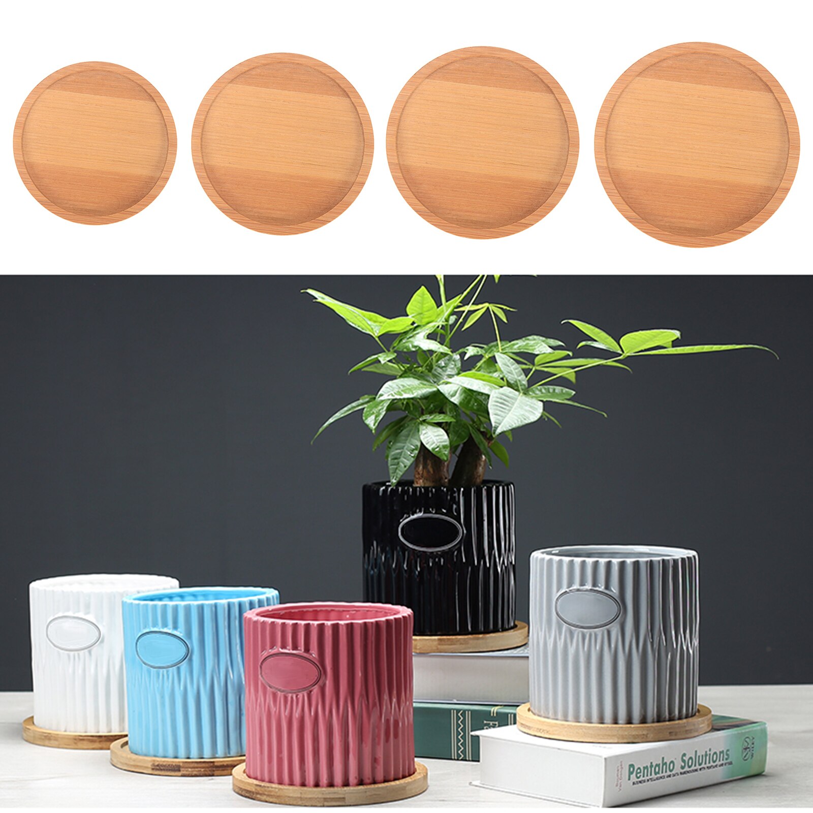 6pcs Natural Bamboo Flower Pots Nursery Planter Bamboo Tray Anti-Fade Square Minimalism Gardening Supply Simple Rural Style
