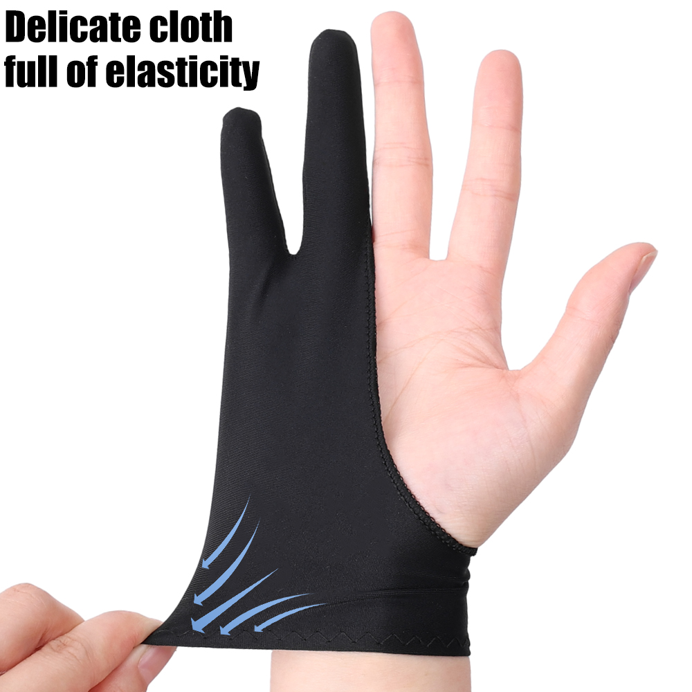Zeichenhandschuh, Handflächenabweisung, Zwei-Finger-Handschuhe für Apfel IPad, kapazitives Tablette, Bildschirm, Künstler, Rechts-/Linkshand-Grafiktablett