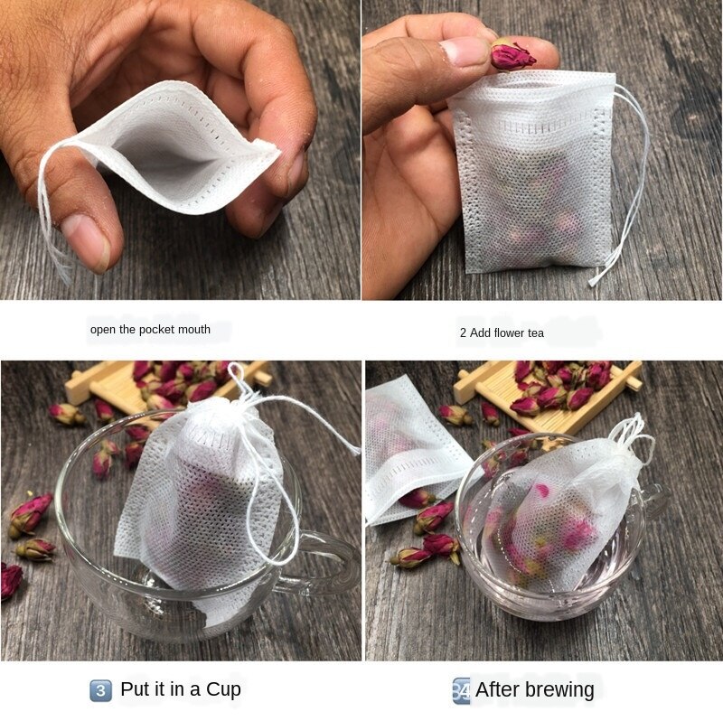 Bolsitas de té con cordón perfumado, bolsa vacía con filtro de sellado de 5x7CM, hierbas y especias utensilios para cocinar, 100 unids/lote