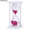 60 Minutes Hourglass Sand Timer for Kitchen School Modern Wooden Hour Glass Sandglass Sand Clock Tea Timers Home Decoration: WHITE PINK