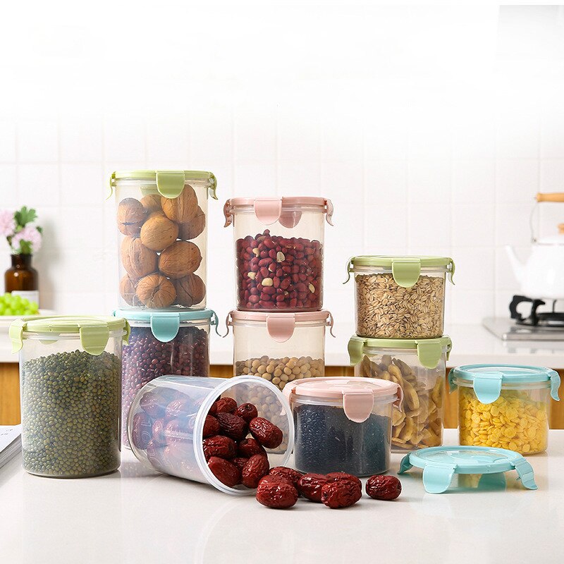 Transparent Plastic Sealed Jar Refrigerator Fresh-Keeping Jar Kitchen Grain Storage Box Food Storage Jar