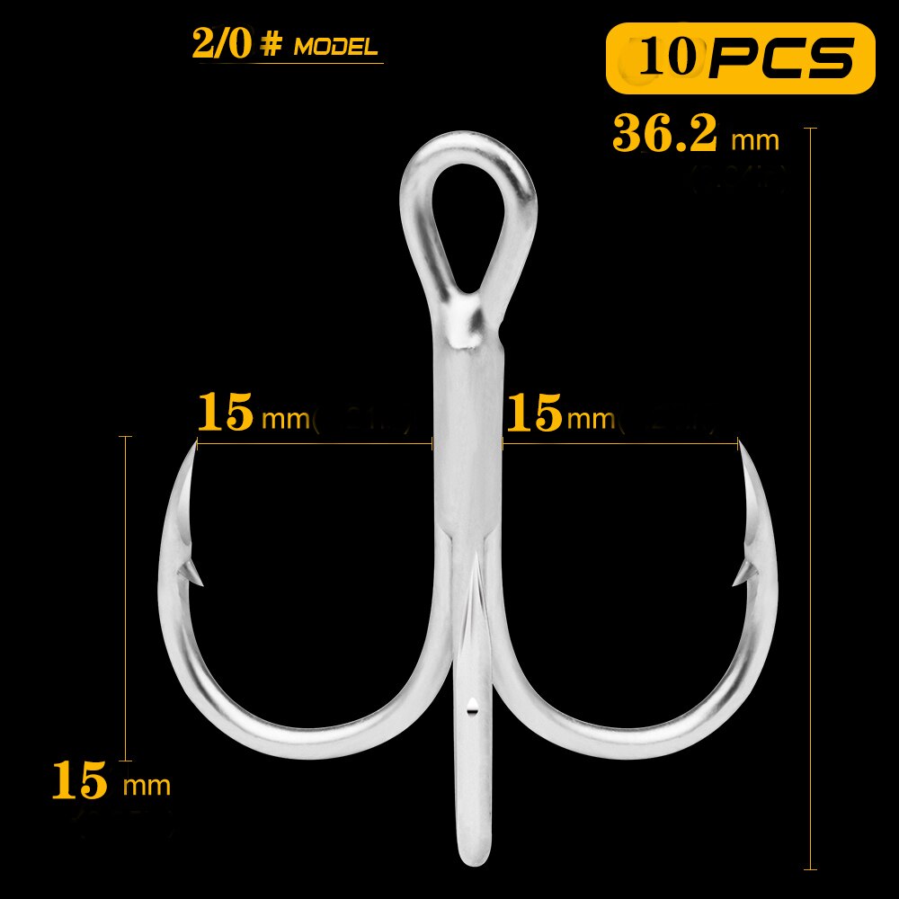 ST41-3X 20pcs/bag Fishing Hooks High Carbon Steel Treble Hooks Silver Super Sharp 2# 4# 6# 8# 10# 12# High Strength Hooks Tackle: 2.0 ( 10pcs)