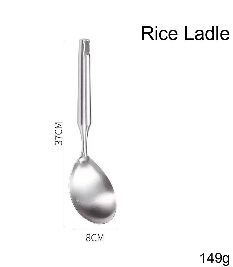 304 stainless steel kitchen utensils 6-piece set soup spoon spatula large colander rice laddle kitchen cooking tools: A1-Rice Laddle