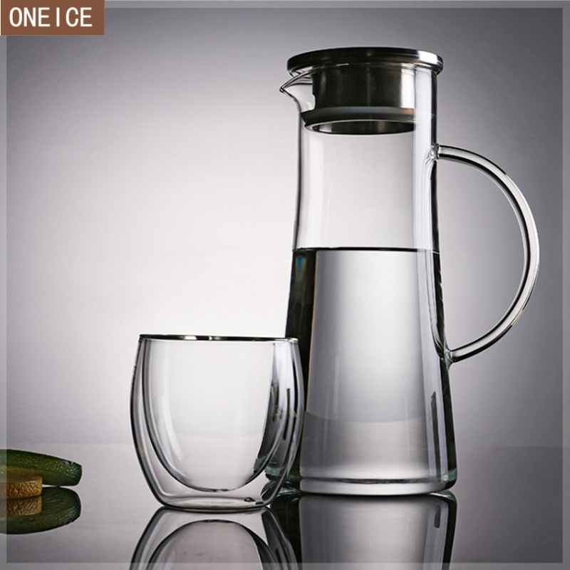 Grote Capaciteit Glas Kruik Met Glas Handvat Hittebestendig Glas Koffie Pot Roestvrij Stalen Filter Theepot 1500 Ml