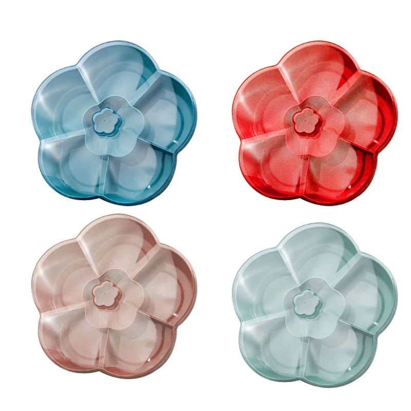 6 compartments Flower Shape Snack Storage Box Nut Candy Serving Tray with Lid