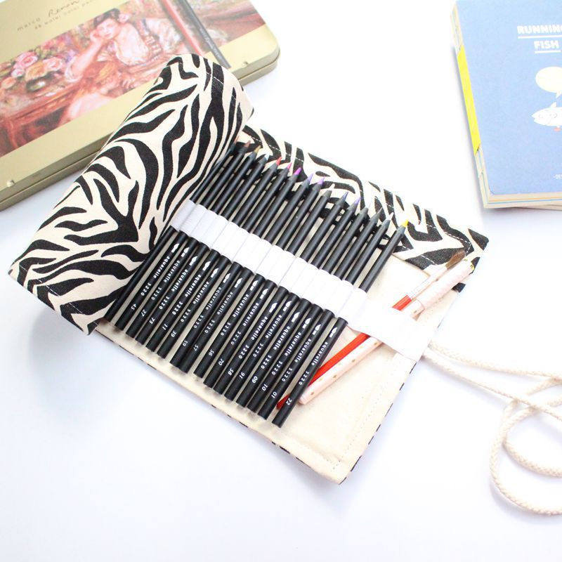 36/48/72 /12 hullers canvas wrap roll up blyantpose pennetui holder opbevaringstaske skriveartikler