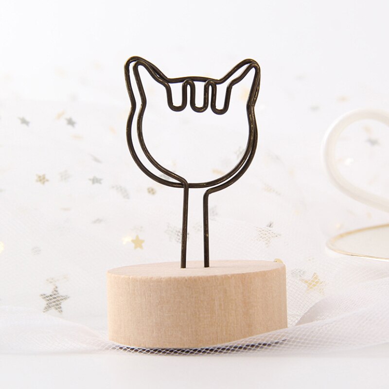 rond en bois Note Photo cadre pince numéro de Table porte-Photo de mariage pince Photo jwjz8: Cat
