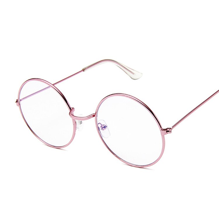 Gafas redondas Vintage para mujer, montura de Metal Unisex, lentes ópticas de círculo negro Retro, lentes transparentes, gafas de gusano: Pink Trans