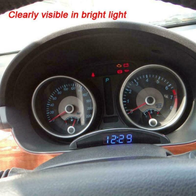 12V Digital LED Alarm Auto Electronic Car Clock Voltmeter Thermometer 3 In 1 Voltmeter Blue Plastic