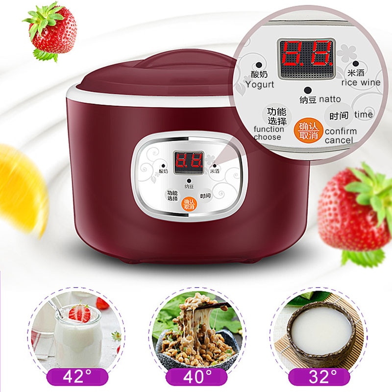 220V Elektrische Automatische Joghurt Hersteller Maschine Konstante Temperatur Küche Werkzeuge Reis Wein Natto Maschine Edelstahl Liner