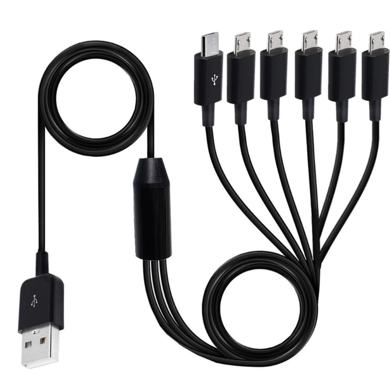 Usb 2.0 Type Een Mannelijk Naar 6 Micro Usb/Type C Mannelijke Splitter Y Data Sync Lading Connector Adapter Kabel 0.5M/1.5M: Oranje / 1.5M