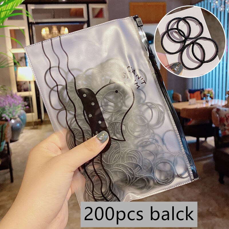 Enfants cheveux accessoires coiffure 20-300 pcs/Pack filles coloré Nylon petites bandes de cheveux élastiques enfants doux cheveux enfants chapeaux: 03 200pcs