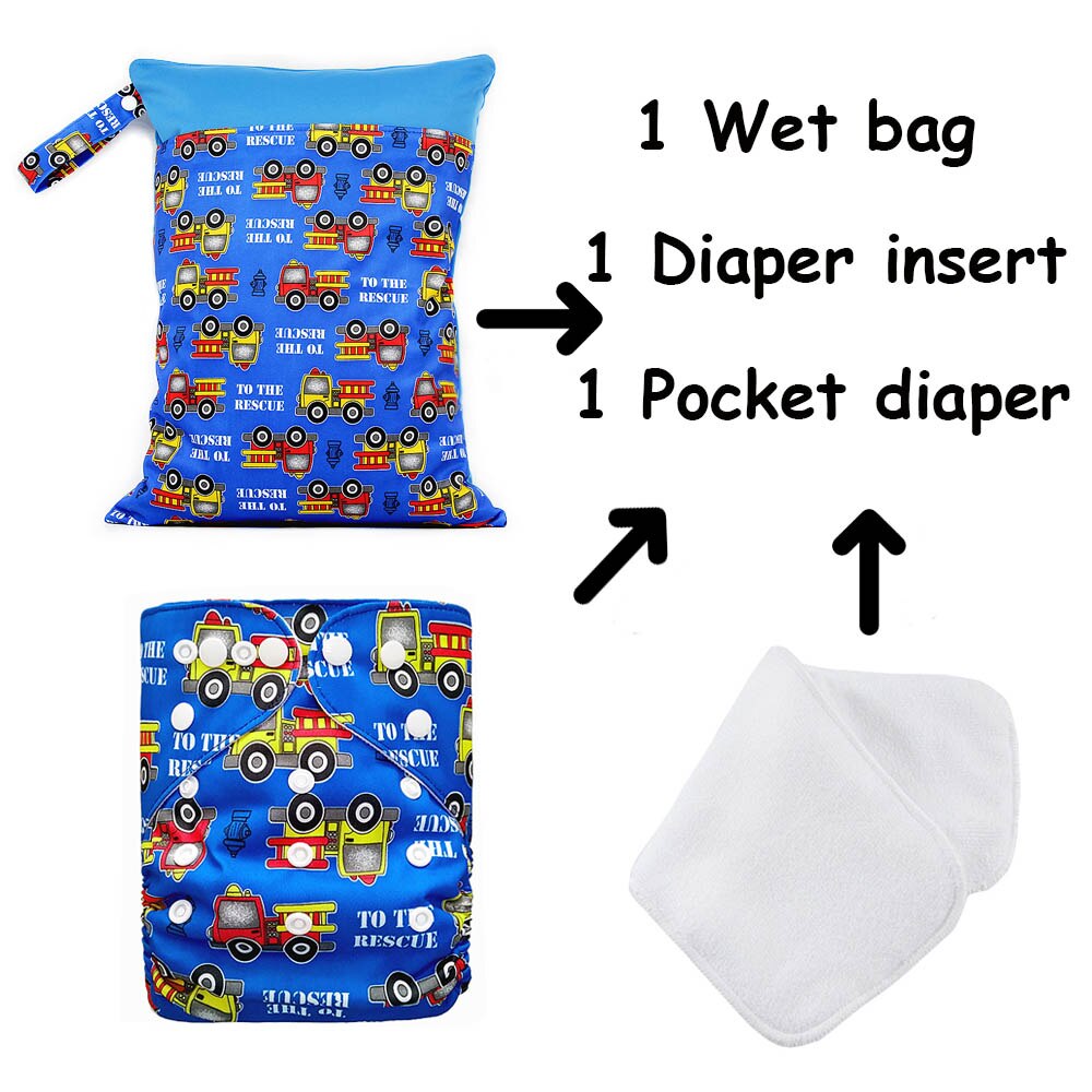 Goodbum Cartoon Cloth Diapers/Nappy And Diaper Bag Double Zipper And 3 layers Microfiber Diaper Cover Insert: A45