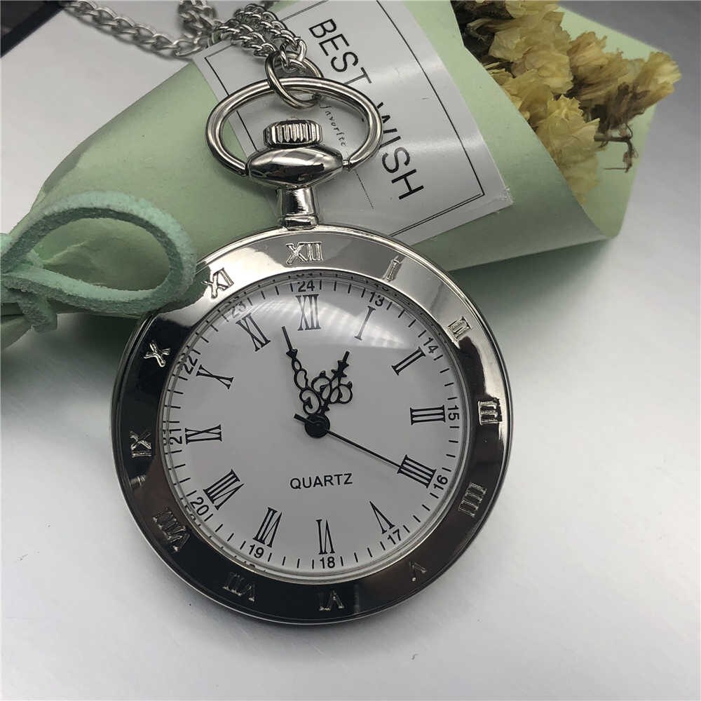 Unieke Mannen Vrouwen Vintage Zakhorloge Romeinse Cijfers Fob Horloge Glazen Wijzerplaat Ketting Hanger Klok Tijd met Ketting