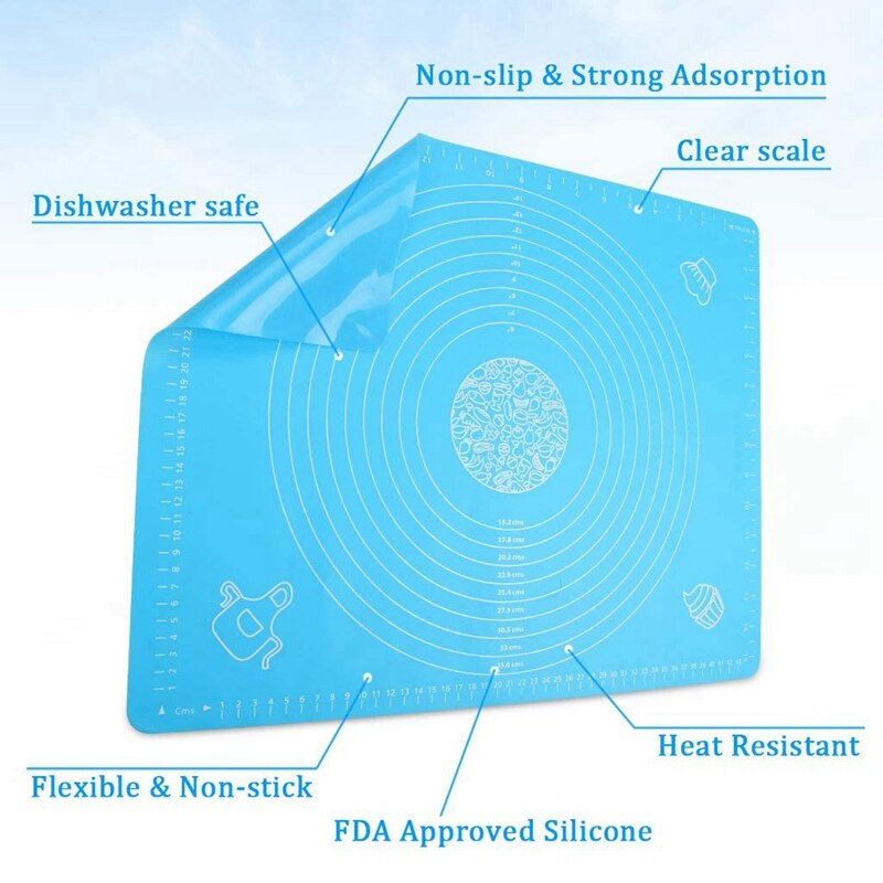 Rolling Pin Pastry Mat Set, non-stick Deeg Roller Bakken Met Gebak Cutter Herbruikbare Kneden Mat Schraper Insmeerborstel