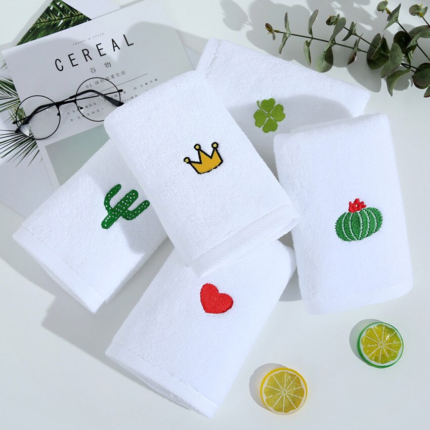 Nordique ensemble de serviettes visage petite serviette Cactus coeur brodé bain douche serviettes salle de bain blanc coton adultes enfants serviette de bain