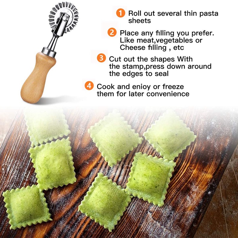 Pastry Wheel Cutter - Pasta Cutter Wheel - Ravioli Crimper Cutter Wheel Dough Cutter for Kitchen Pasta Accessories