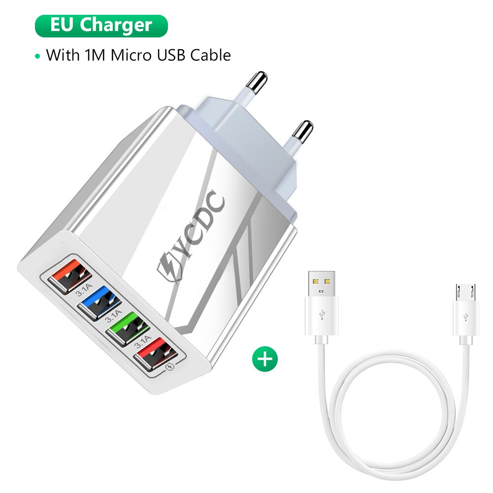 5V 3.5A/2.0A USB Phone Wall Charger Power Adapter EU Plug Universal With Cable for iPhone 13 12 Pro iPad Huawei Samsung: G