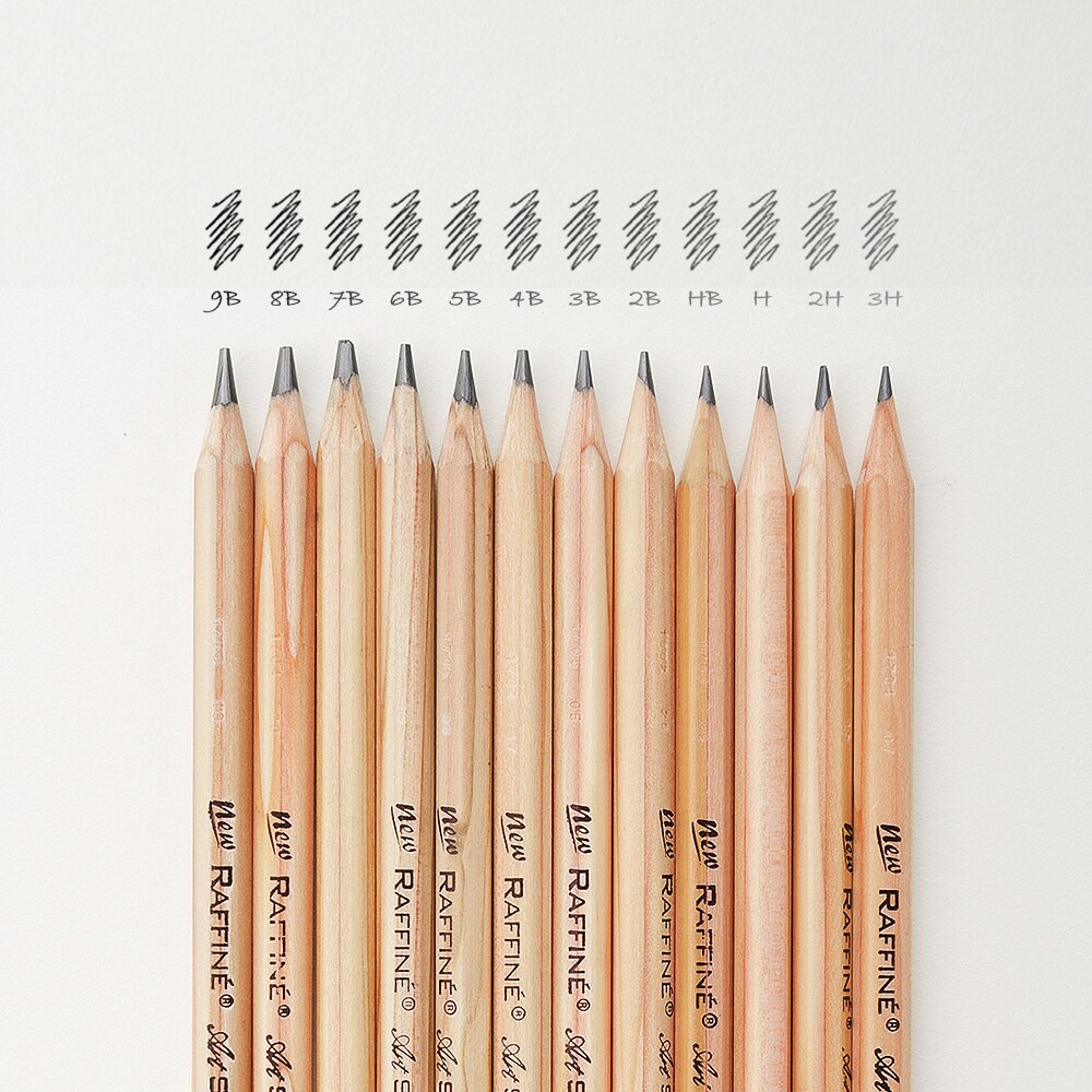 Marco 14pcs Sketch Drawing Pencil Set 3H 2H H HB 2B 3B 4B 5B 6B 7B 8B 9B For School Student Craft Pencils Non-toxic