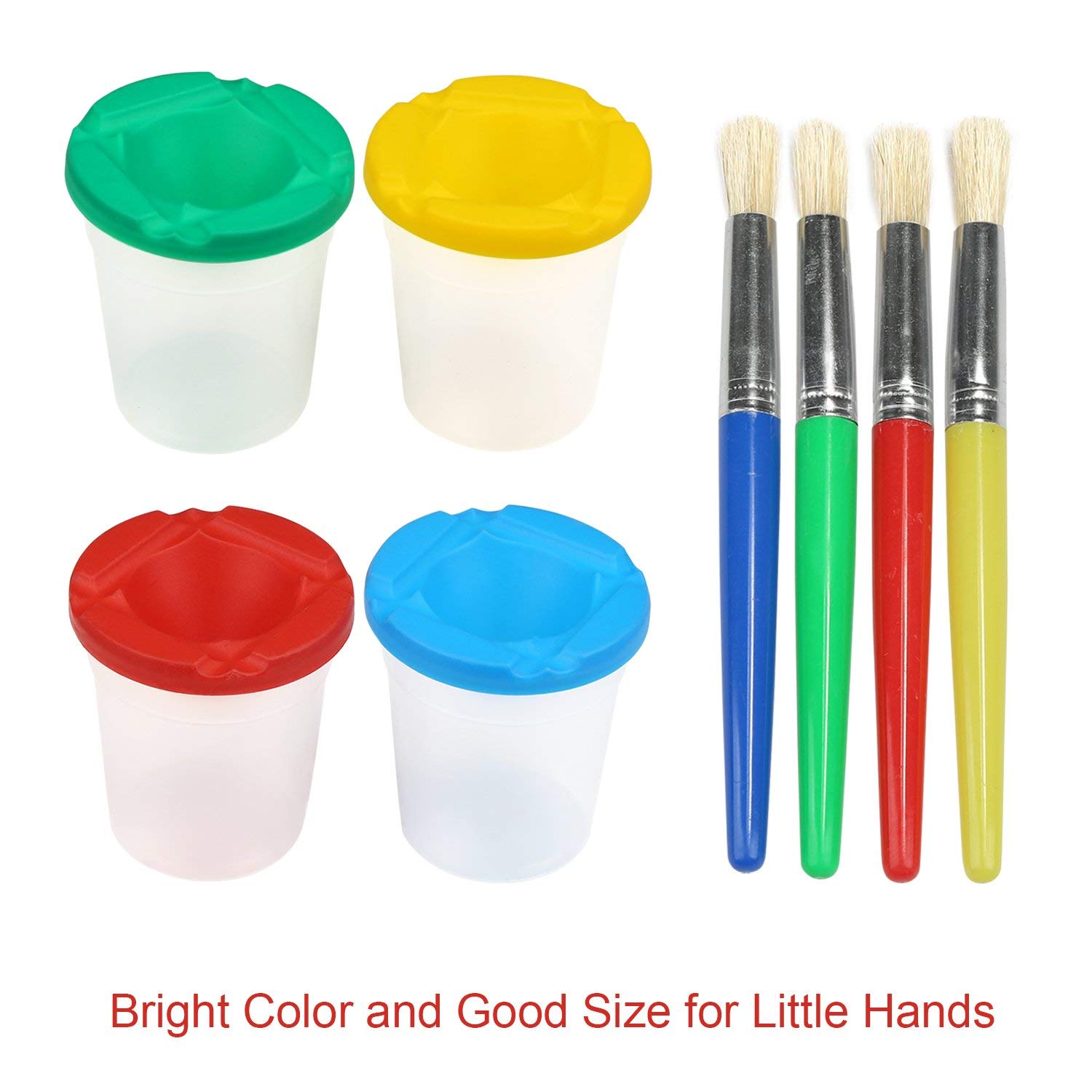 4pcs Kids Paint Bottles+Brushes Set Spill-Proof with Lids Children Painting Drawing Supply DIY Graffiti Tool Kit