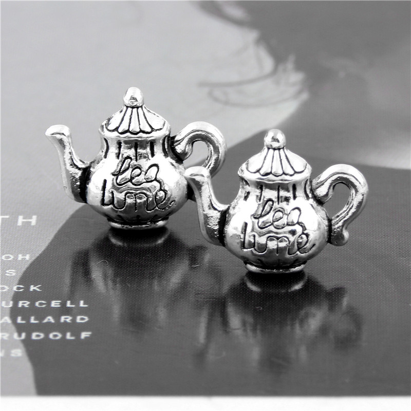 15 st silverfärgad 3d vattenkokare berlocker tekanna hänge gör metallhalsband hantverk smycken 13 x 1mm a3103