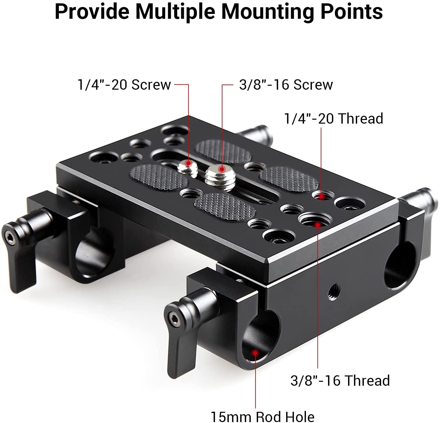SmallRig Dslr Camera Mounting Plate Baseplate with Dual 15mm Rod Clamp Railblock Support Quick Release Tripod Mount Plate - 1775