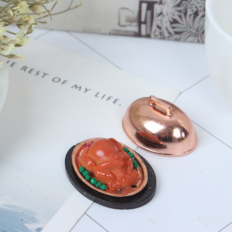 ! 1 Pc Kitchen Cutting Toy 1:12 Dollhouse Miniature Food Christmas Turkey With Lid Pretend Play Toy Accessories