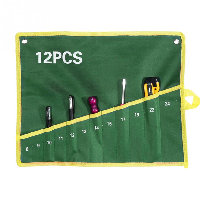 6/8/10/12/14/25 Pockets Spanner Wrench Roll Up Storage Organizer Bag Pouch Double Opening Double Offset Ring Spanner Tool Bag