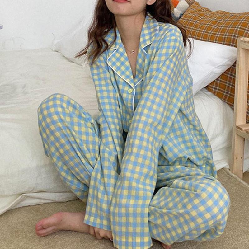 Ensemble pyjama coréen violet à manches longues pour femmes, vêtements de maison, mignon, hiver