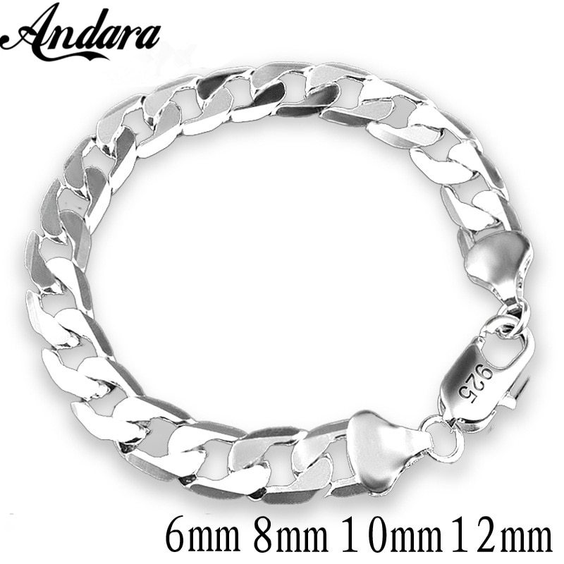 925 Zilver Kleur Armband Sideways Zilveren Armband 6MM8MM10MM Armband Mannen &amp; Vrouwen Sieraden