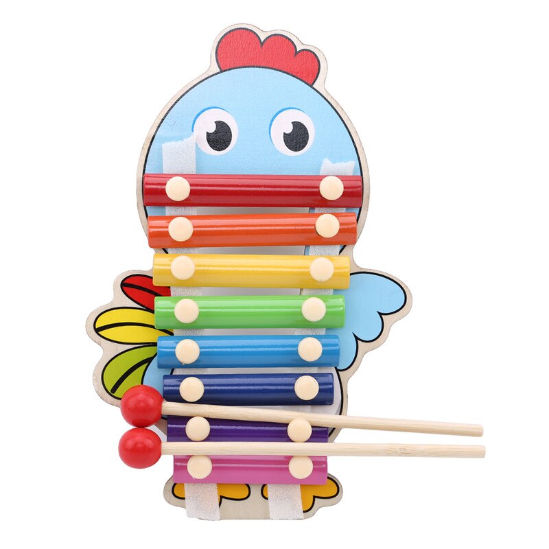 Kids Rainbow Xylophon Animal Pattern Hand knock Music Instruments Piano Baby Educational Toys Xylophon Toys For Children: Chicken