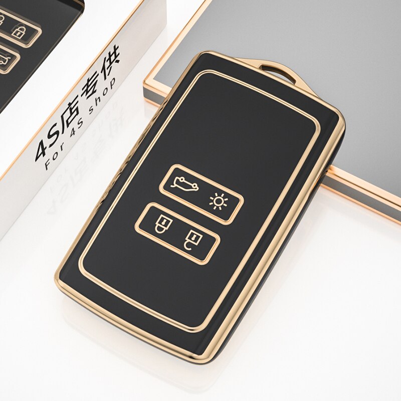 Funda de TPU para llave de coche, cubierta completa, accesorios de 4 botones, para Renault, Koleos, Kadjar, Megane, Talisman, Captur, Espace, Clio, , novedad: Black