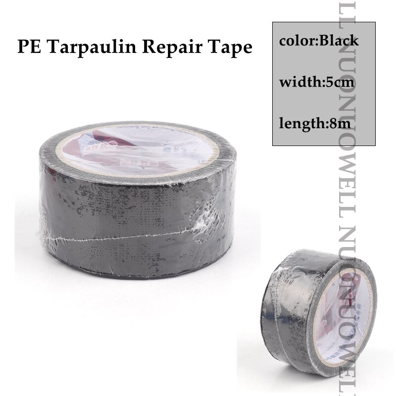 Pe pvc presenning reparation tape regntæt klud have gårdhave sukkulenter lastbil vandtæt parasol klud: Peblack 5cm bredde