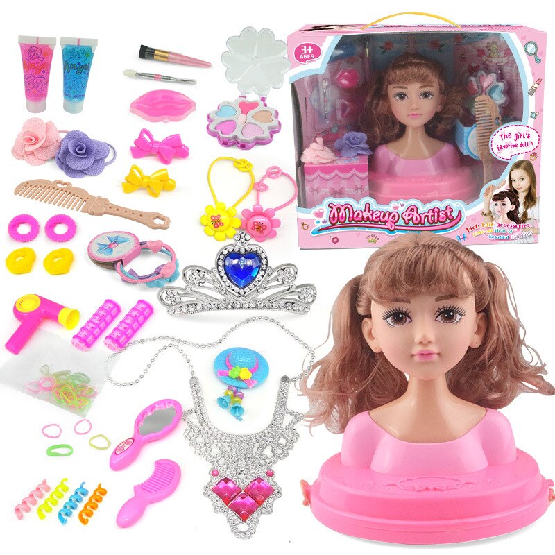 Conjunto de muñecas de juguete para niña, peine de maquillaje de princesa, Kit de seguridad no tóxico, para niña