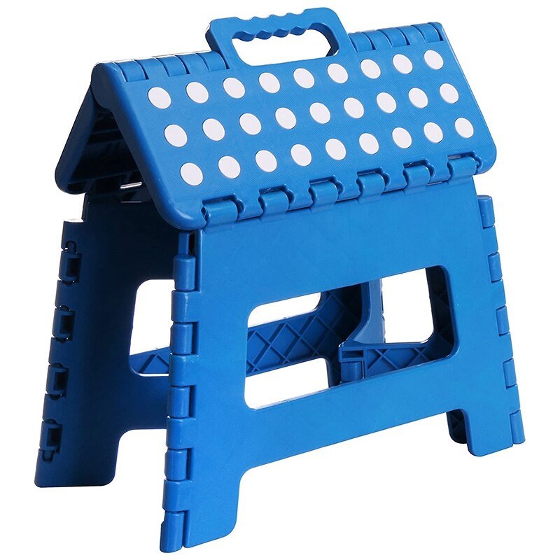 Taburete con escalón plegable para niños, de plástico ligero, azul