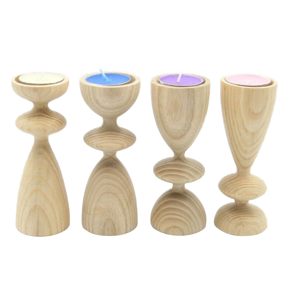 DIY Craft Unfinished Wood Candlestick Unfinished Wooden Candle Holder Candlestick Wooden Candle Holder