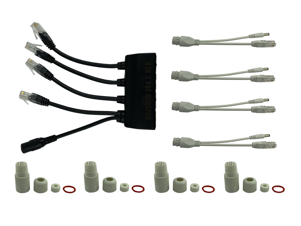 PoE 4 in 1 PoE Midspan Splitter Energie über Ethernet 10/ 100Mbps 2A DC 5V 12V 24V 48V 52V Band Abgeschirmt Für IP Kamera