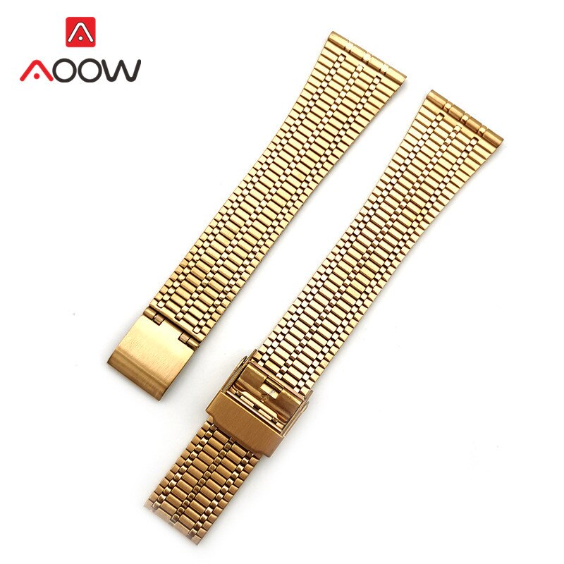 Boucle à crochet pour bracelet en acier inoxydable, accessoire de sécurité pour hommes et femmes, rétro, remplacement du métal, 20mm, 22mm: Gold / 20mm
