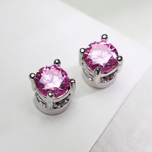 Magnetisk magnet örhängen män kvinnor strass infällda magnetiska örhängen örhängen icke piercing smycken: Rosa