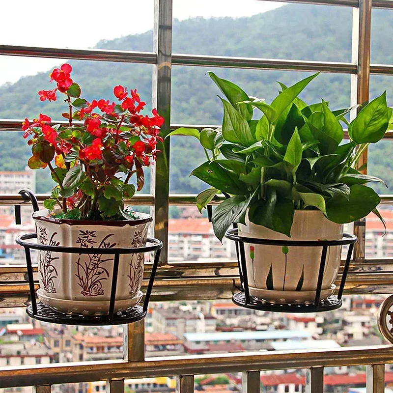 IJzeren kunst hangende manden bloempot balkon hangende plant ronde rekken reling hek buiten raam bonsai standaard decoratie