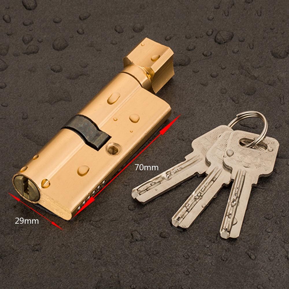 70mm 3 nøgler dør cylinderlås forspændt tyverisikring indgang messing dørlås hjem sikkerhed interiør soveværelse stue håndtag messing: Guld