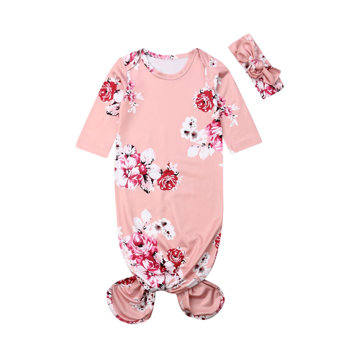 STOCK de EE. UU. Conjunto de bebé niña conjunto Floral envoltura manta saco de dormir + diadema: Rosa