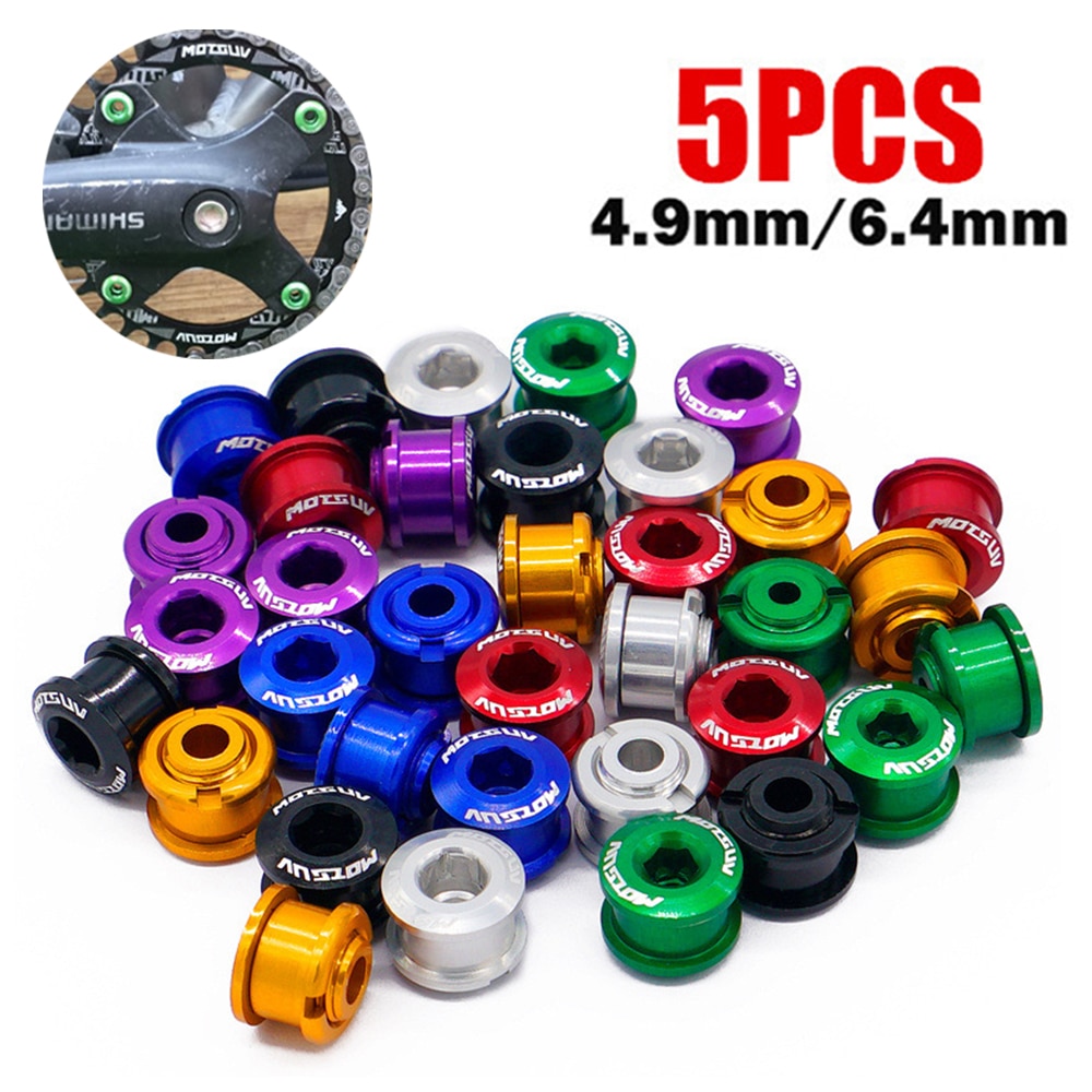 5Pcs Mtb Fiets Kettingwiel Schroeven Fietsen Kettingblad Wielbout Legering 7075 4.9Mm/6.4Mm Racefiets Disc schroeven Voor Crankstel Onderdelen