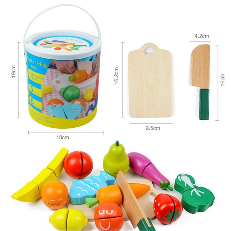 2020New Parent-child Interactive Cooking Simulation Miniature Food Model Cut Wooden Fruits And Vegetables Early Educational Toy