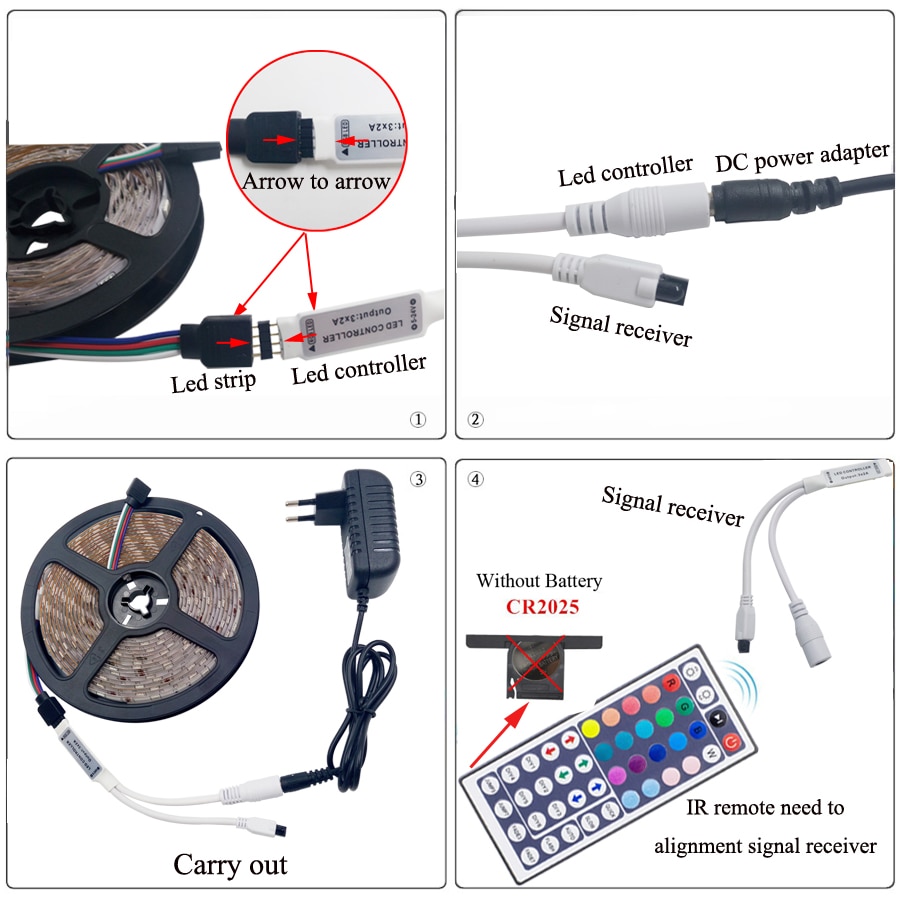 5050 Led Strip 5M 10M LED Strip Light Non Waterproof led ribbon 15M 20M rgb led diode tape Controller power adapter for TV Home