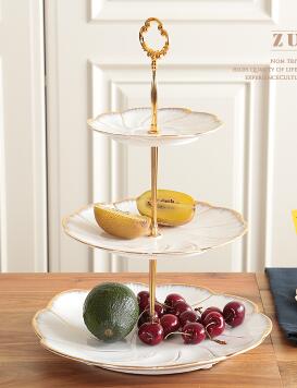 Dubbele Lagen 3 Lagen Witte Cake Stand Met Gouden Rand Taart Plaat Snack Schotel Servies Dessertbord Huwelijkscadeau: 3 layers metal stand