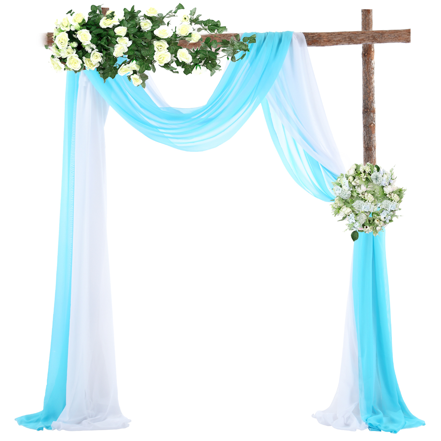 Bruiloft Boog Draperen Stof Chiffon Stof Draperie Bruiloft Decoraties Voor Ceremonie Archway Partij Plafond Achtergrond: 1 White and 1 Blue