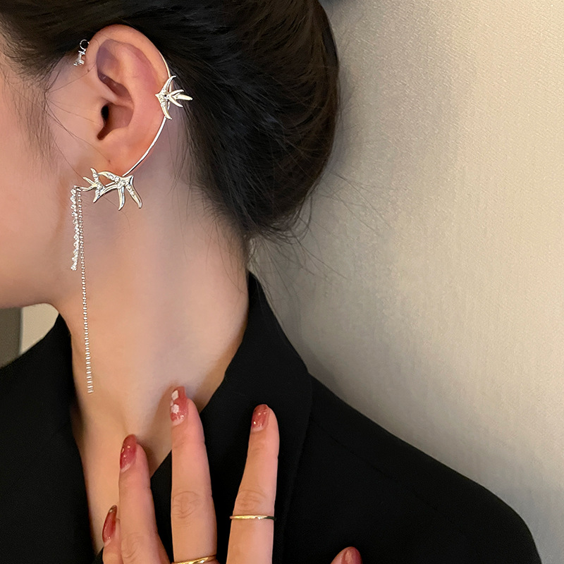 Trendy Zwaluw Kwastje Oorbellen Voor Unpierced Oren Vrouwen Strass Sieraden Delicate Zirkoon Oorbel Jassen Vrouw Dangle Earring