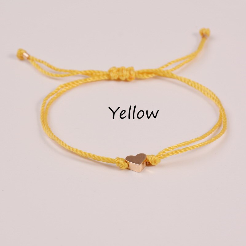 Kleurrijke Verstelbare Hart Handgemaakte Wax String Wens Armbanden & Bangles Vriendschap Armbanden voor Vrouwen Gouden Golf Sharp Armbanden: yellow