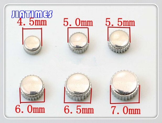 10pc sølv rustfrit stål vandtæt ur krone fra 3.5mm to 7.0mm små huller 2.0mm diameter vælg størrelse